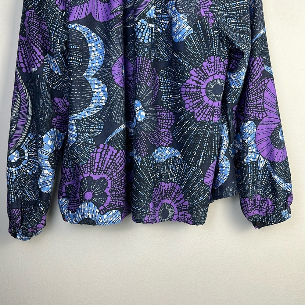 XiRena Silk Cotton Hailey Print Blouse Long Sleeves Samll Quiet Luxury USA Made - Picture 12 of 16
